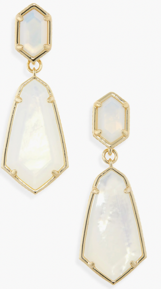 HALLIE CONVERTIBLE DROP EARRINGS GOLD OPALITE ILLUSION