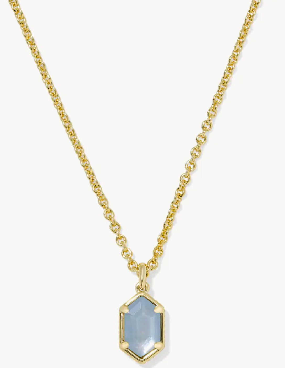 HALLIE SHORT PENDANT NECKLACE GOLD SKY BLUE MOTHER OF PEARL