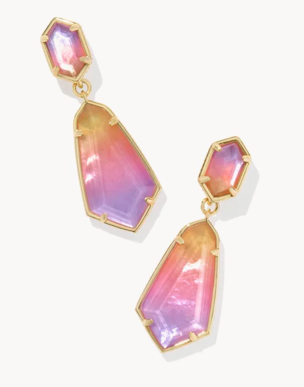 HALLIE CONVERTIBLE DROP EARRINGS GOLD SUNRISE WATERCOLOR ILLUSION