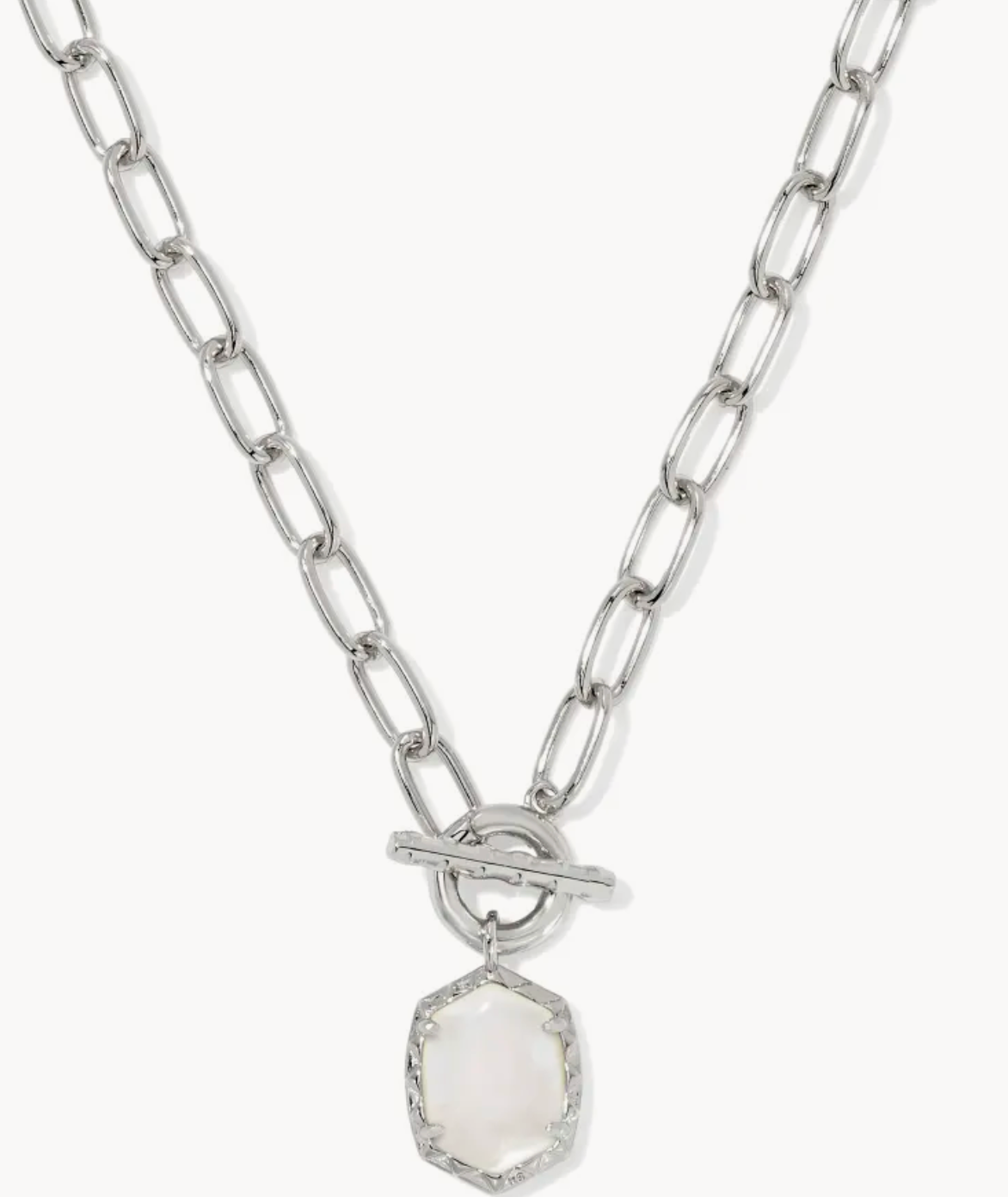 DAPHNE LINK AND CHAIN NECKLACE SILVER IVORY MOTHER OF PEARL