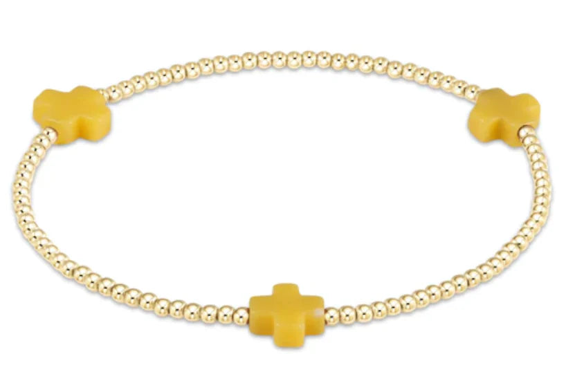 Signature Cross 2mm Gold Bracelet - Canary