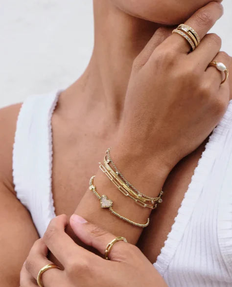 ARI HEART STRETCH BRACELET GOLD IRIDESCENT DRUSY