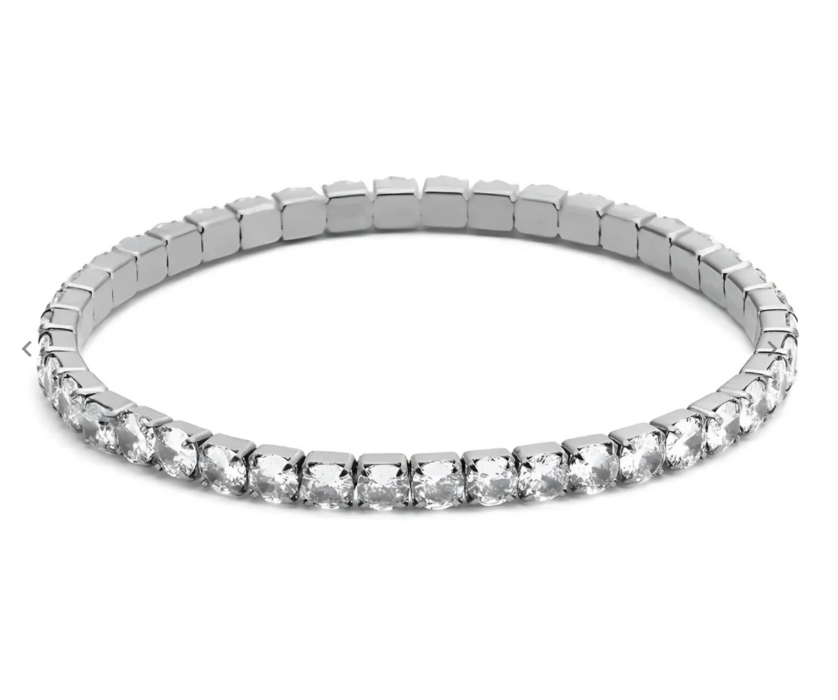 Eileen CZ Stretch Bracelet Silver Large 3.5mm CZ