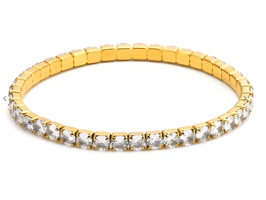 Eileen CZ Stretch Bracelet Gold Large 3.5mm CZ