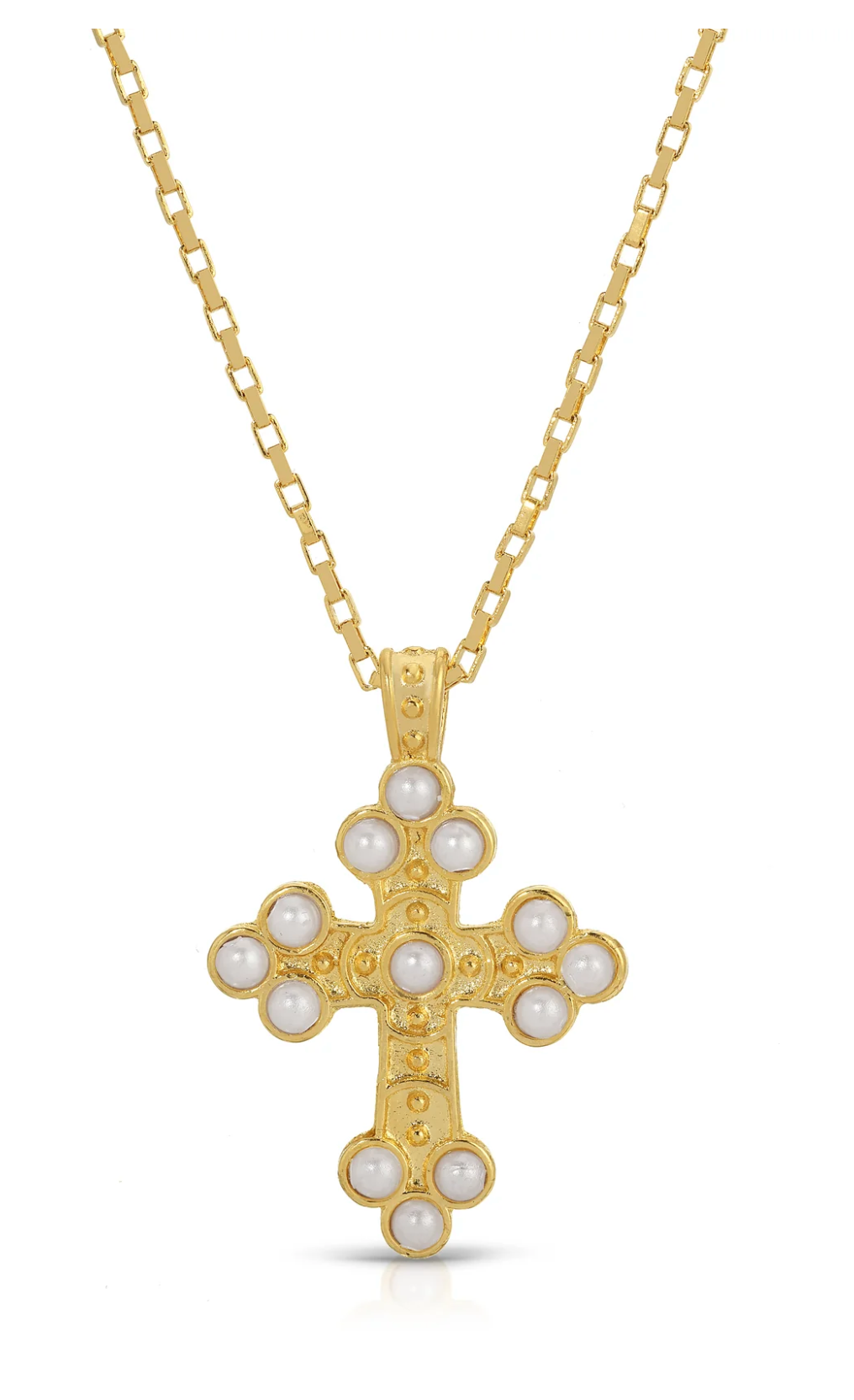 Elizabeth Pearl Cross Necklace