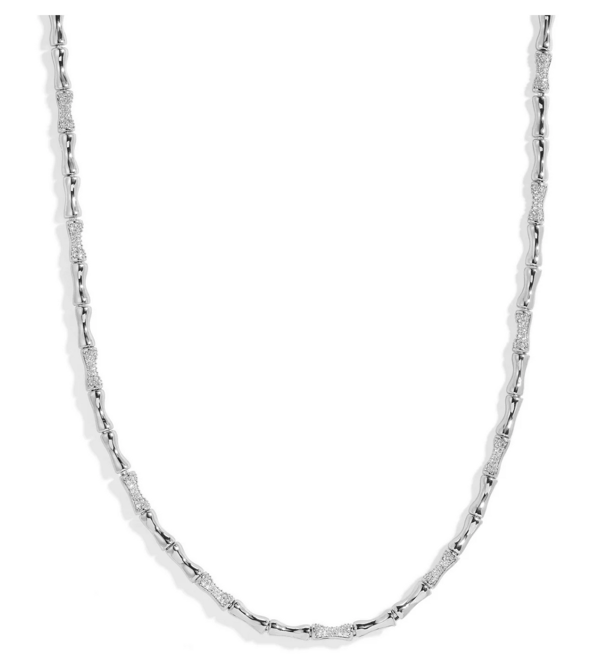Bamboo Pave Necklace - Silver