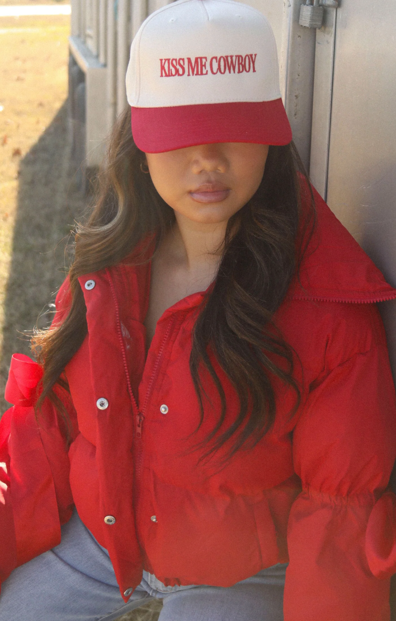 KISS ME COWBOY TRUCKER HAT