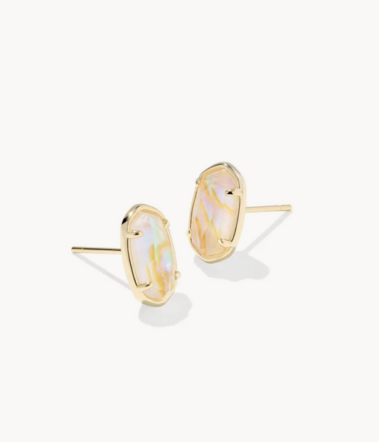 GRAYSON STONE STUD EARRINGS GOLD IRIDESCENT ABALONE