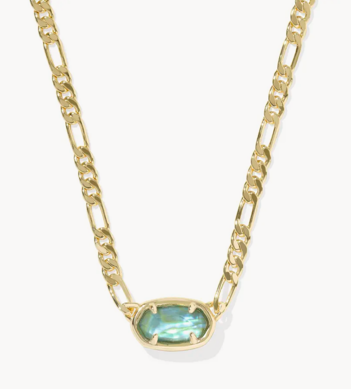ELISA FIGARO CHAIN SHORT PENDANT NECKLACE GOLD DEEP AQUA ILLUSION