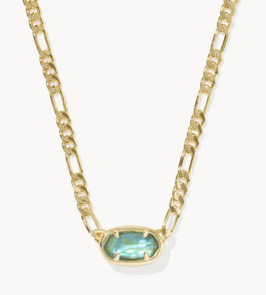 ELISA FIGARO CHAIN SHORT PENDANT NECKLACE GOLD DEEP AQUA ILLUSION