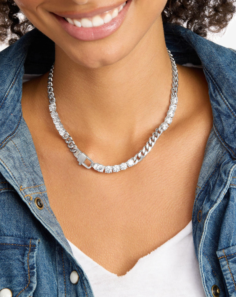 Julian's Obsessed with Diamonds Necklace 16' SILVER-WHITE O/S