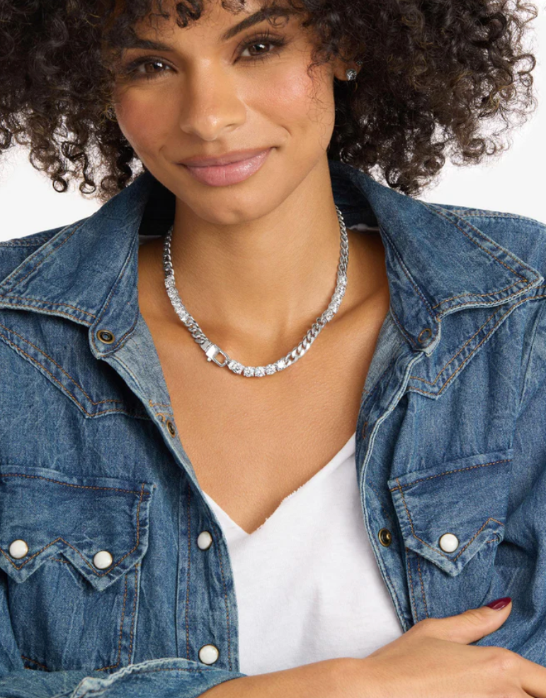 Julian's Obsessed with Diamonds Necklace 16' SILVER-WHITE O/S