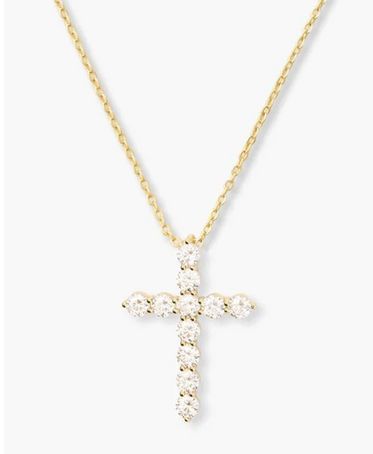 Oh She Fancy Small Cross Pendant GOLD-WHITE O/S