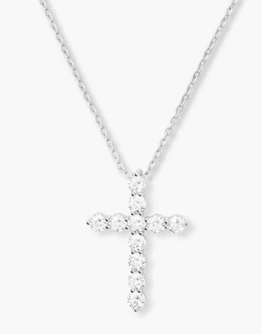 Oh She Fancy Small Cross Pendant SILVER-WHITE O/S