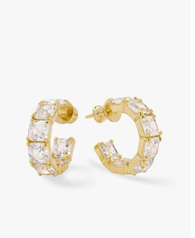 The Queens .75' Hoops GOLD-WHITE O/S
