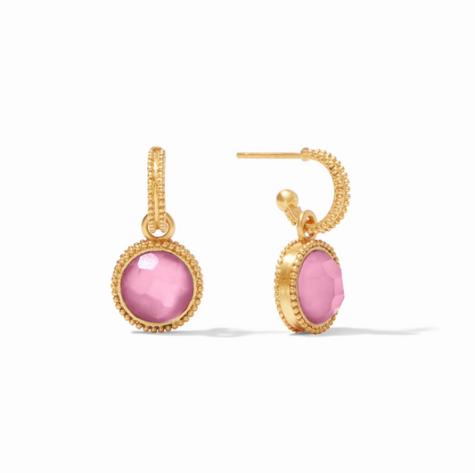 Fleur-de-Lis Hoop & Charm Earring-Iridescent Tourmaline Pink-OS