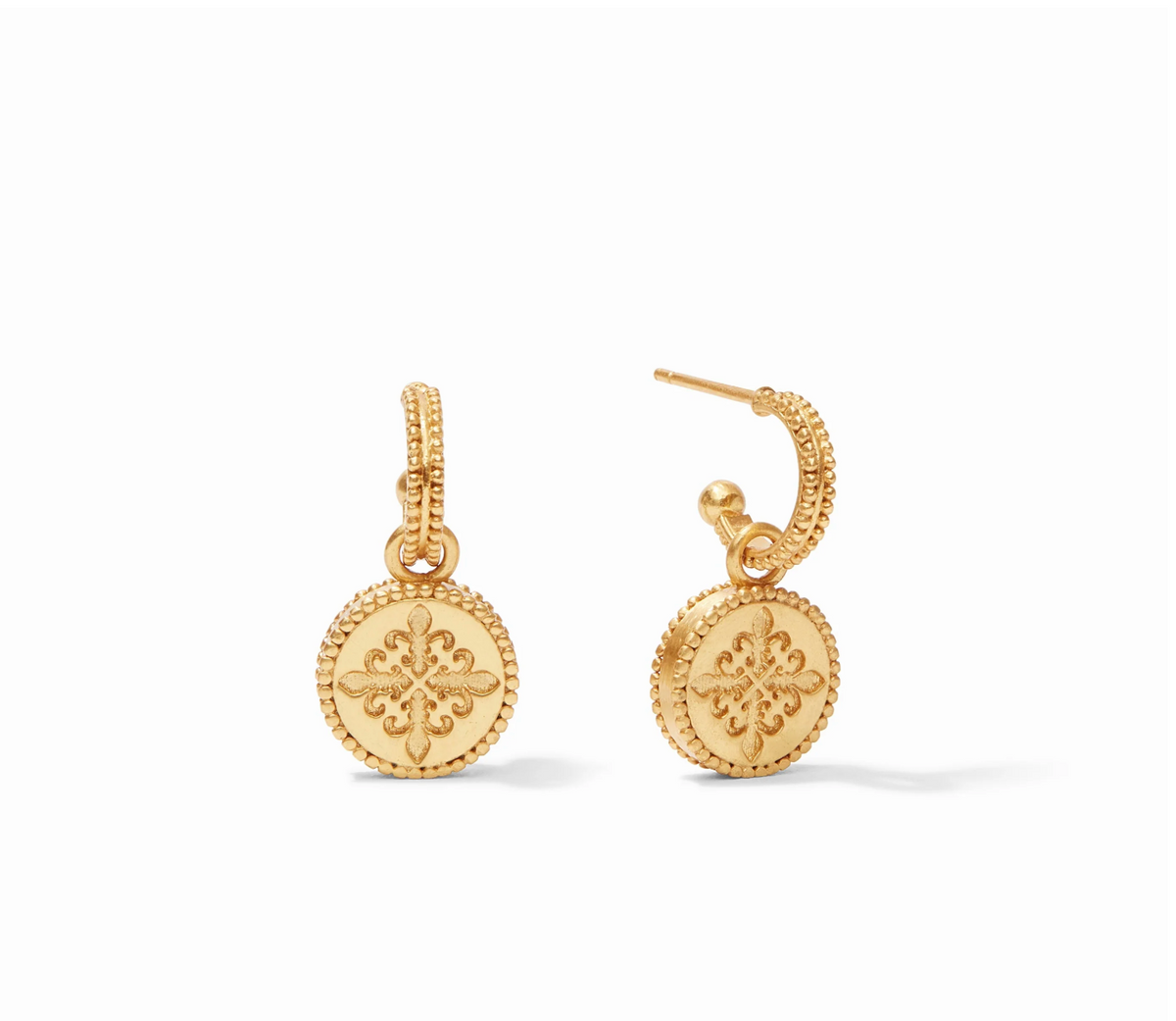 Fleur-de-Lis Hoop & Charm Earring-Iridescent Tourmaline Pink-OS