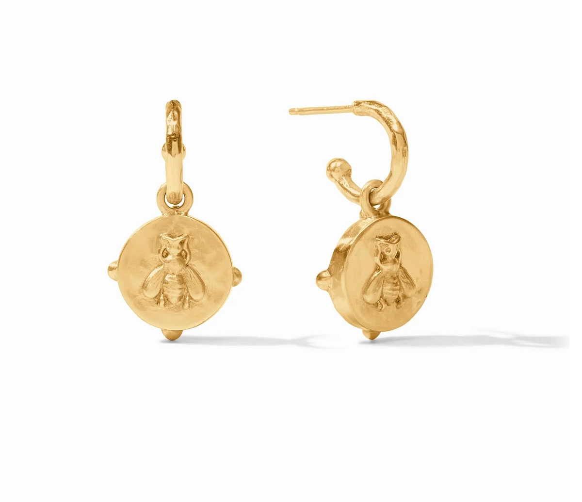 Honeybee Hoop & Charm Earring-Iridescent Bahamian Blue-OS