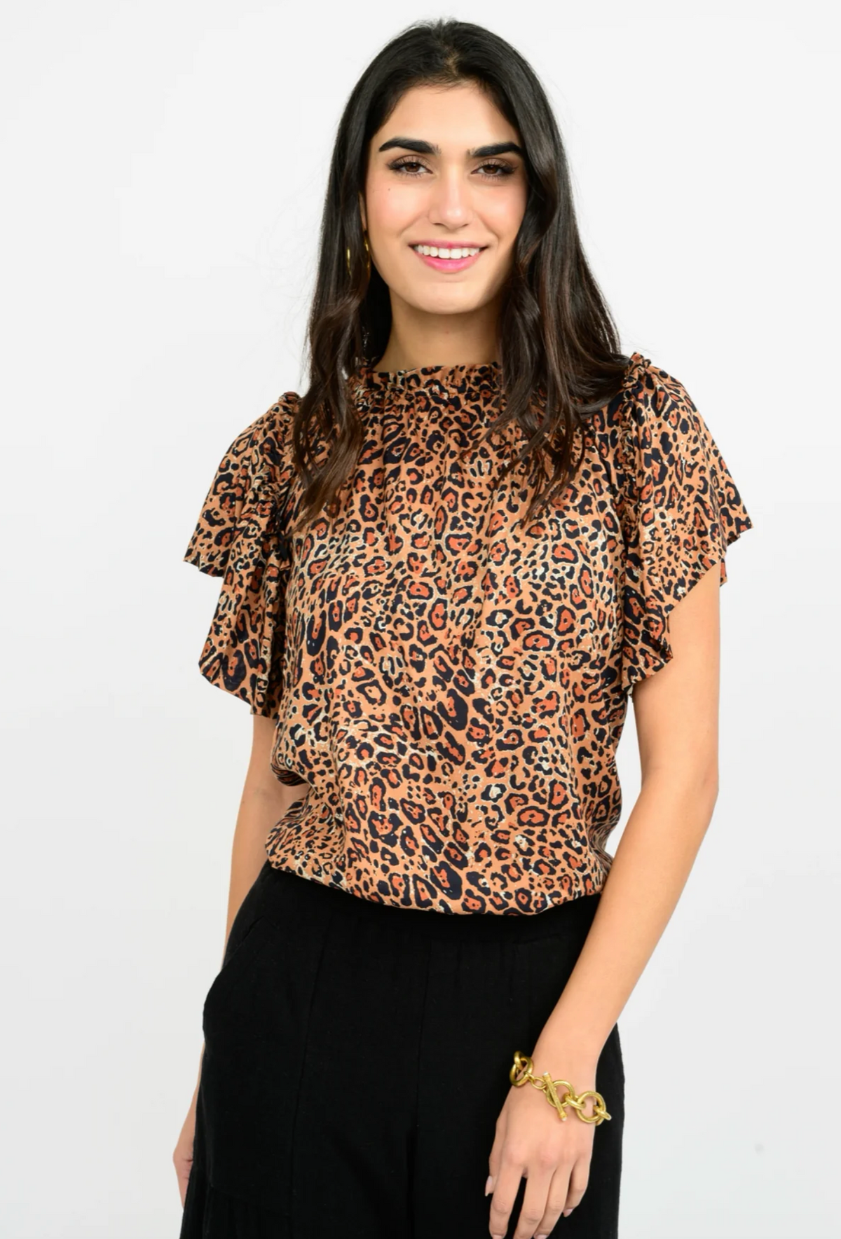 LEOPARD FLOUNCE TOP