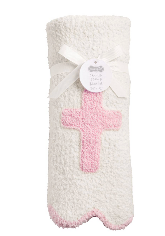 Pink Cross Chenille Blanket