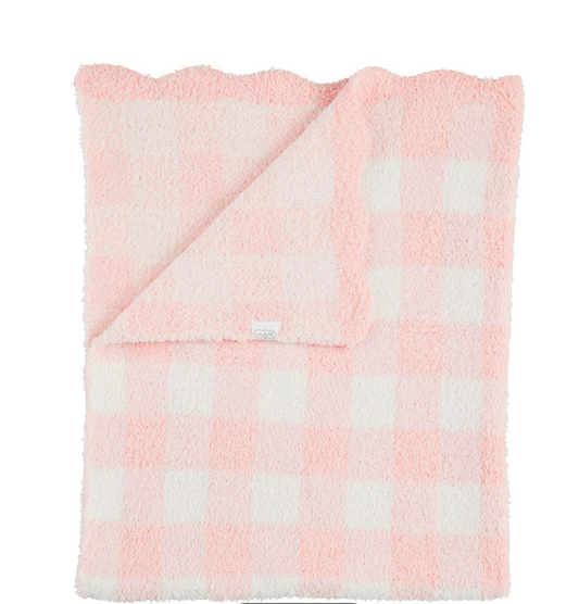 Pink Gingham Chenille Blanket