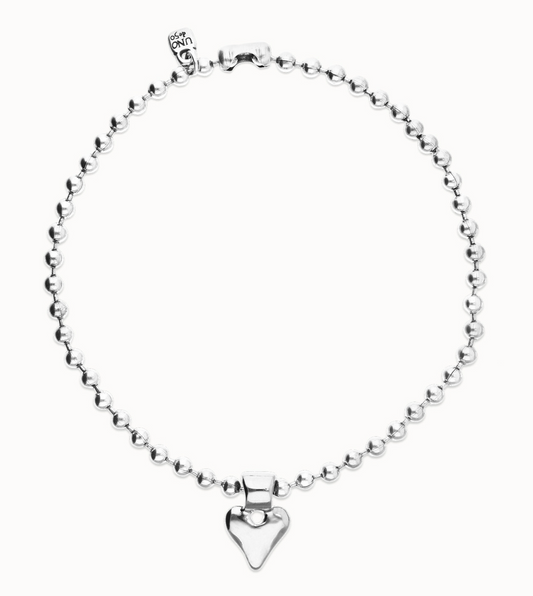 Sterling silver plated ball  necklace with heart detail