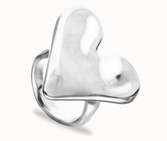 Sterling silver plated heart shaped ring 12