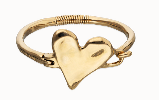 Metal alloy semi rigid bracelet plated in gold 18k with heart detail M