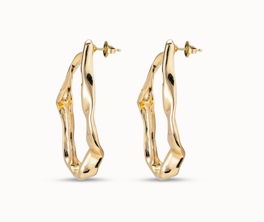long earrings in metal clad with 18k gold.