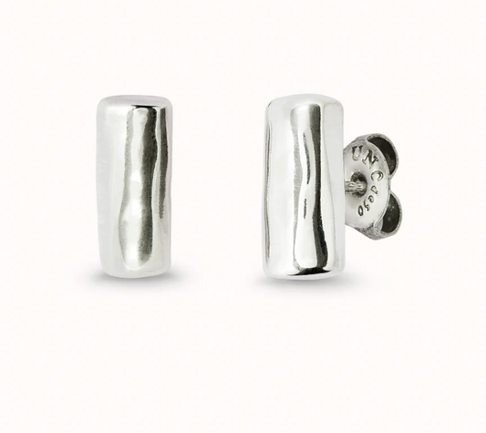 sterling silver plated metal alloy earrings with horizontal tube form