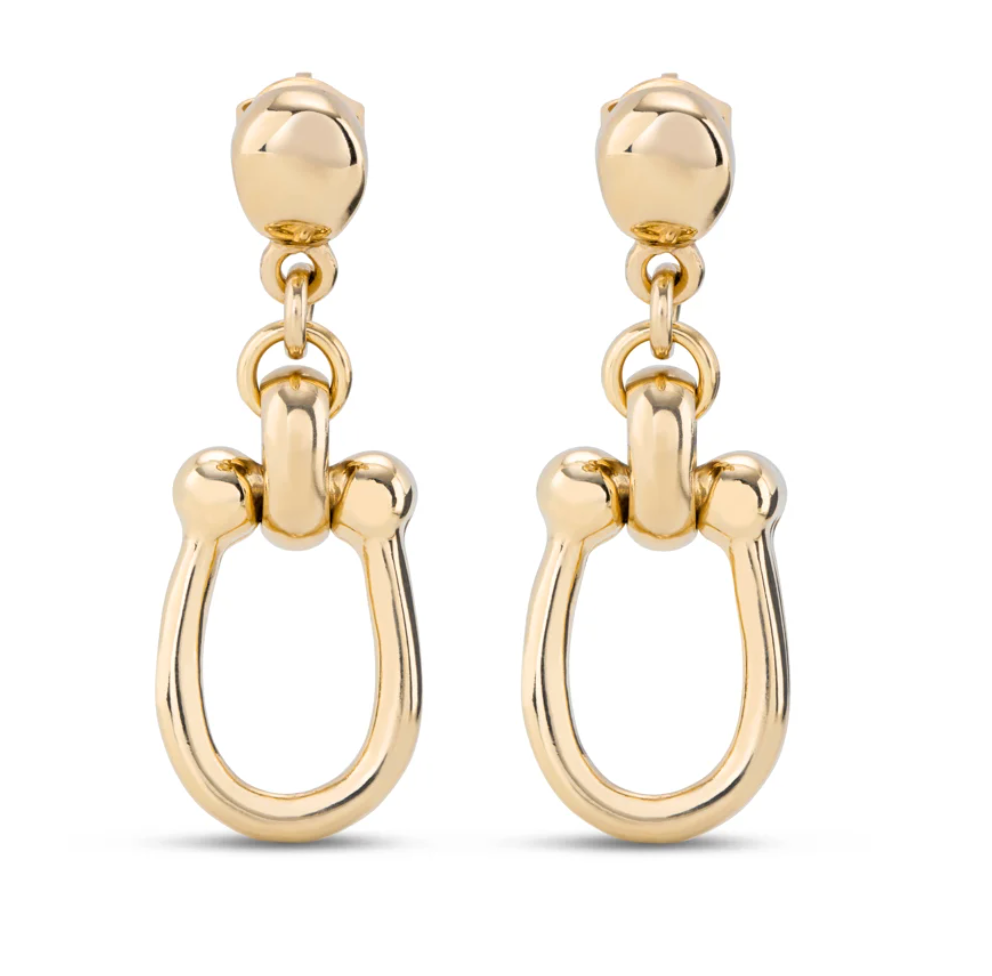 18k gold-plated metal alloy earrings with 1 medium link