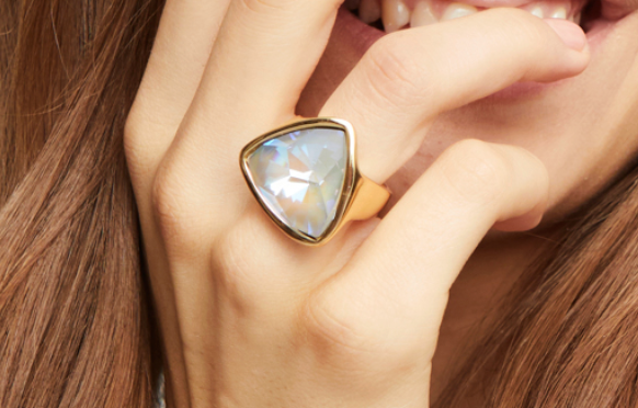 18k gold plated metal alloy ring with multicolor crystal 15