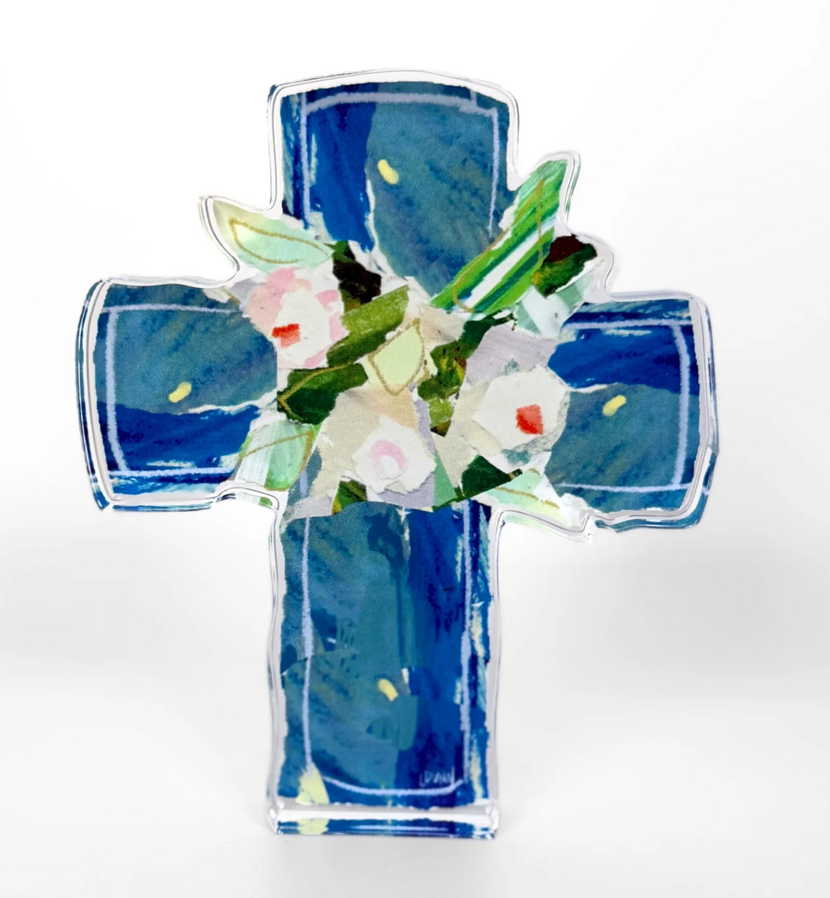 Blue Confetti Acrylic Cross