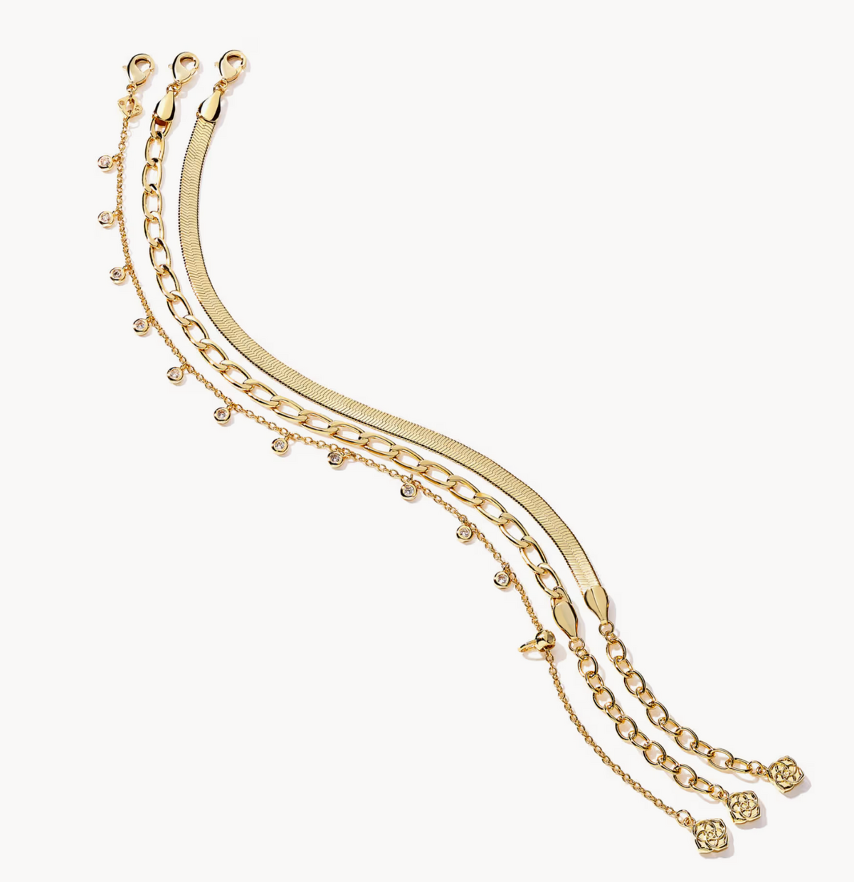 KASSIE SET OF 3 CHAIN BRACELET GOLD METAL