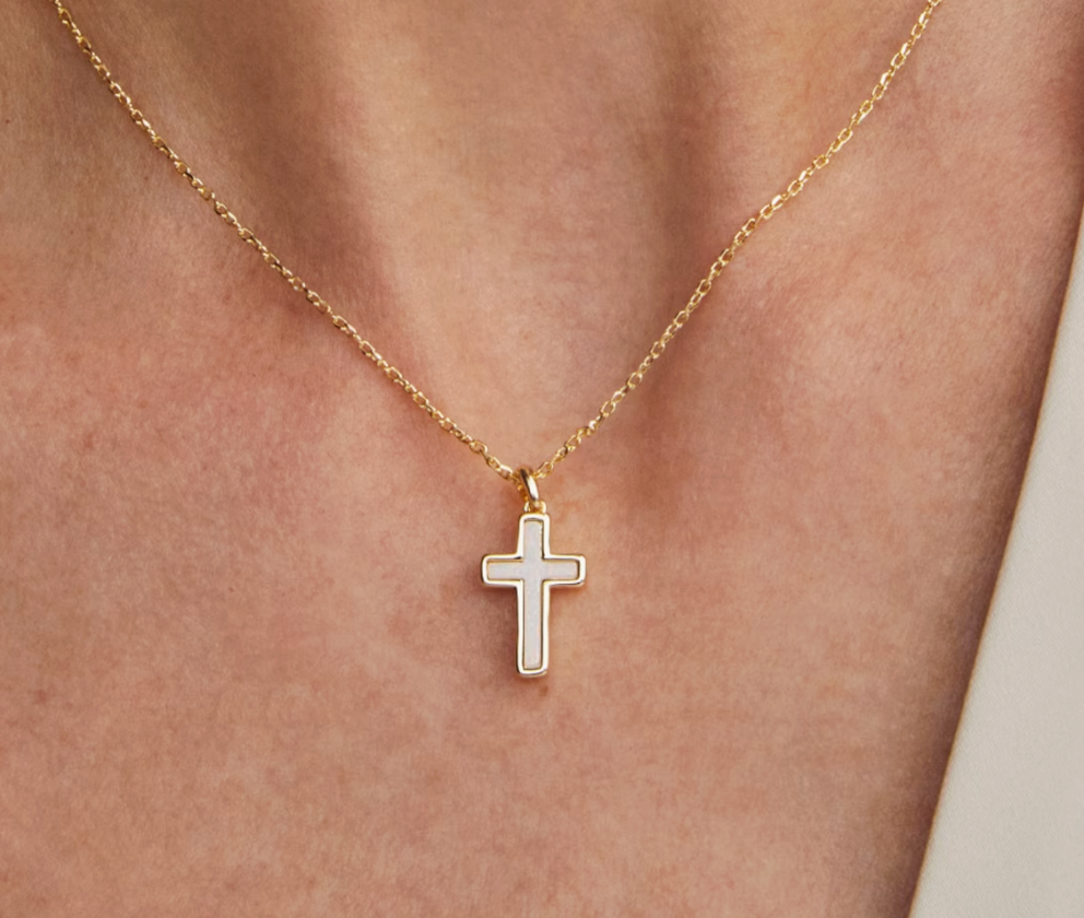 CROSS PND NCK GLD WHT OPAL
