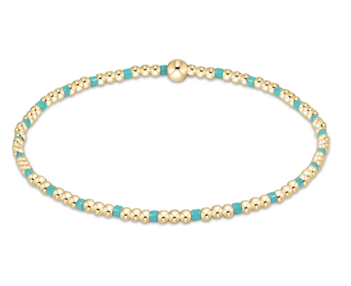 Hope Joy Pattern 2mm Bead Bracelet - Turquoise