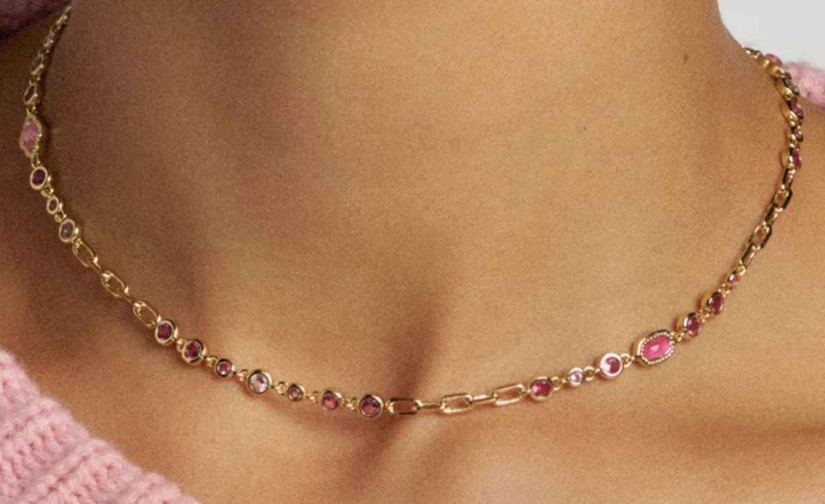 MINI ELISA ABBIE STRAND NECKLACE GOLD PINK MIX