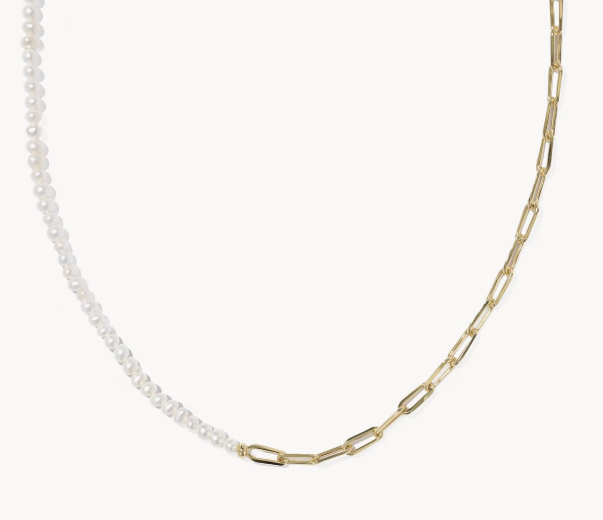 MARKIE HALF CHAIN NECKLACE GOLD FRESHWATER CULTURED PEARL