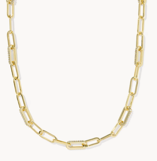 BELLA CHAIN NECKLACE GOLD WHITE CZ