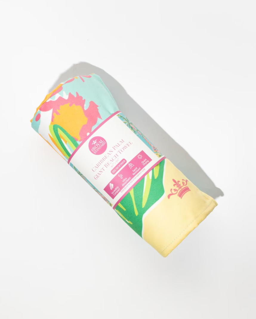 Caribbean Palm Giant Beach Towel    Aruba Blue/Multi    40x70