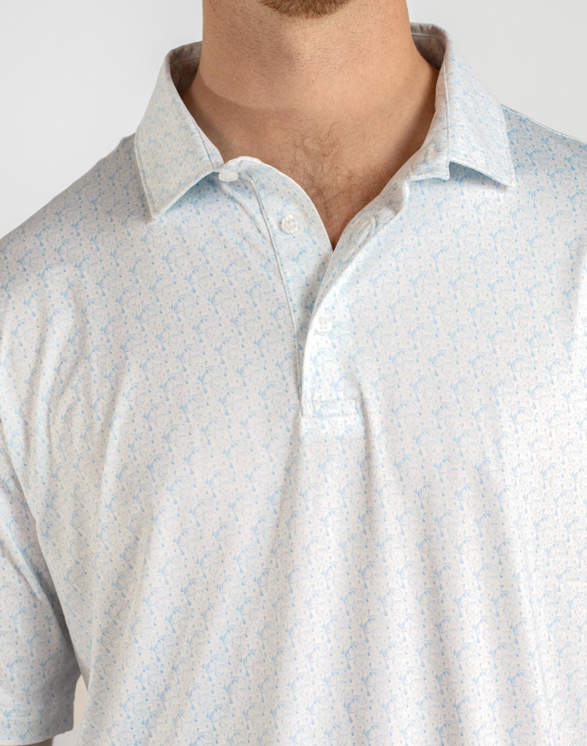Men's Half Shell Performance Polo   Light Blue/White   Medium