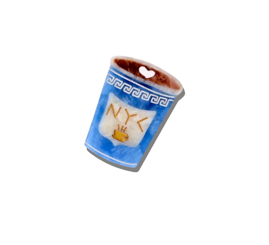 Hand-painted NYC Coffee Cup Brooch Pin