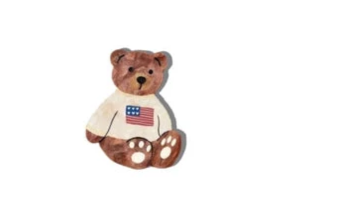 Hand-painted Americana Teddy Brooch Pin