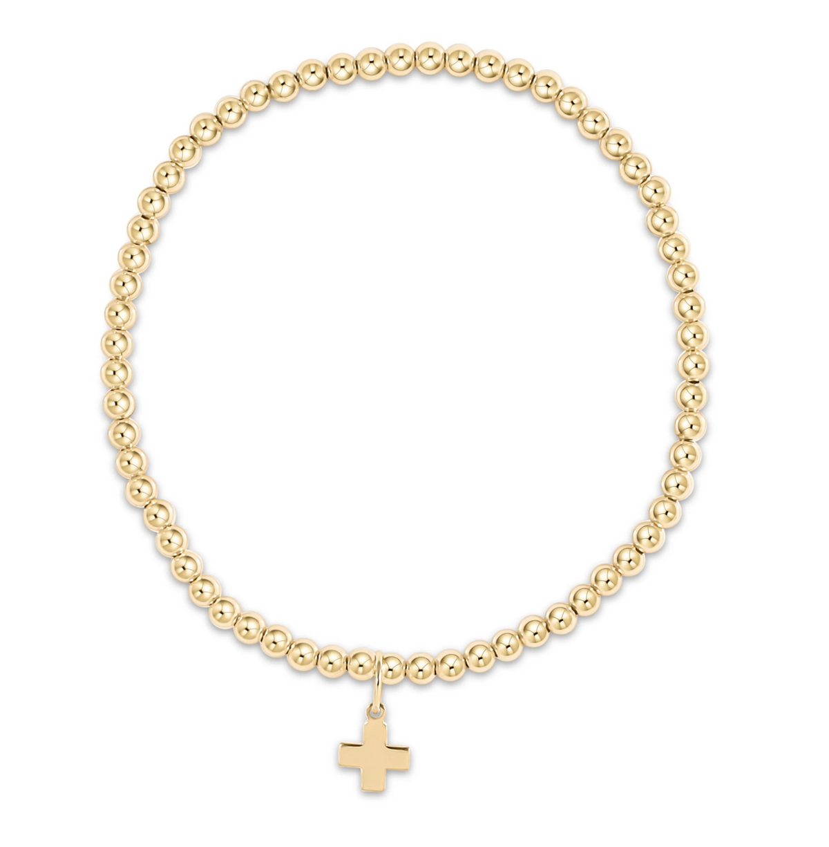 Classic Gold 3mm Bracelet - Signature Cross Gold Charm