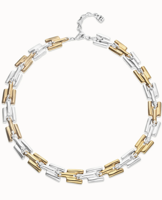 2TONE-Square links chain NECKLACE