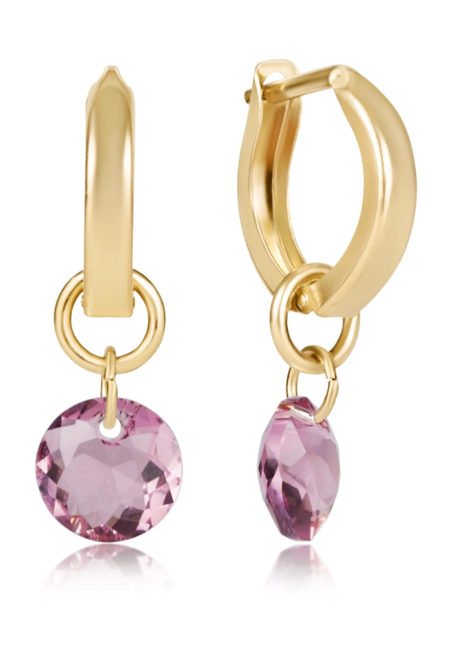 Huggie Gold 0.5" Hoop - Reflection Small Charm - 02