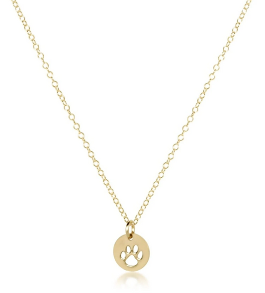 16" Necklace Gold - Paw Print Small Gold Disc