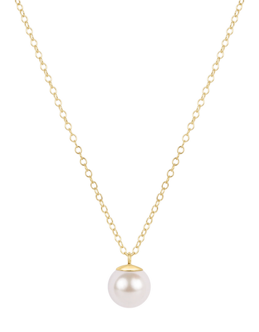 16" Necklace Gold - Classic Pearl 8mm Charm