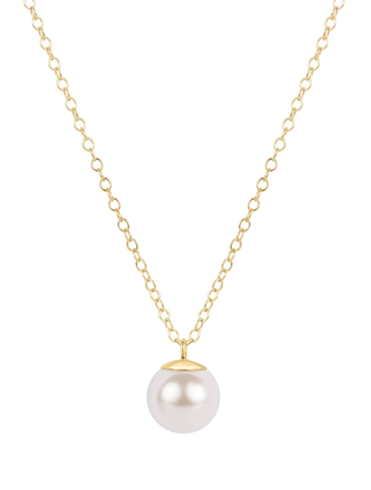 16" Necklace Gold - Classic Pearl 10mm Charm