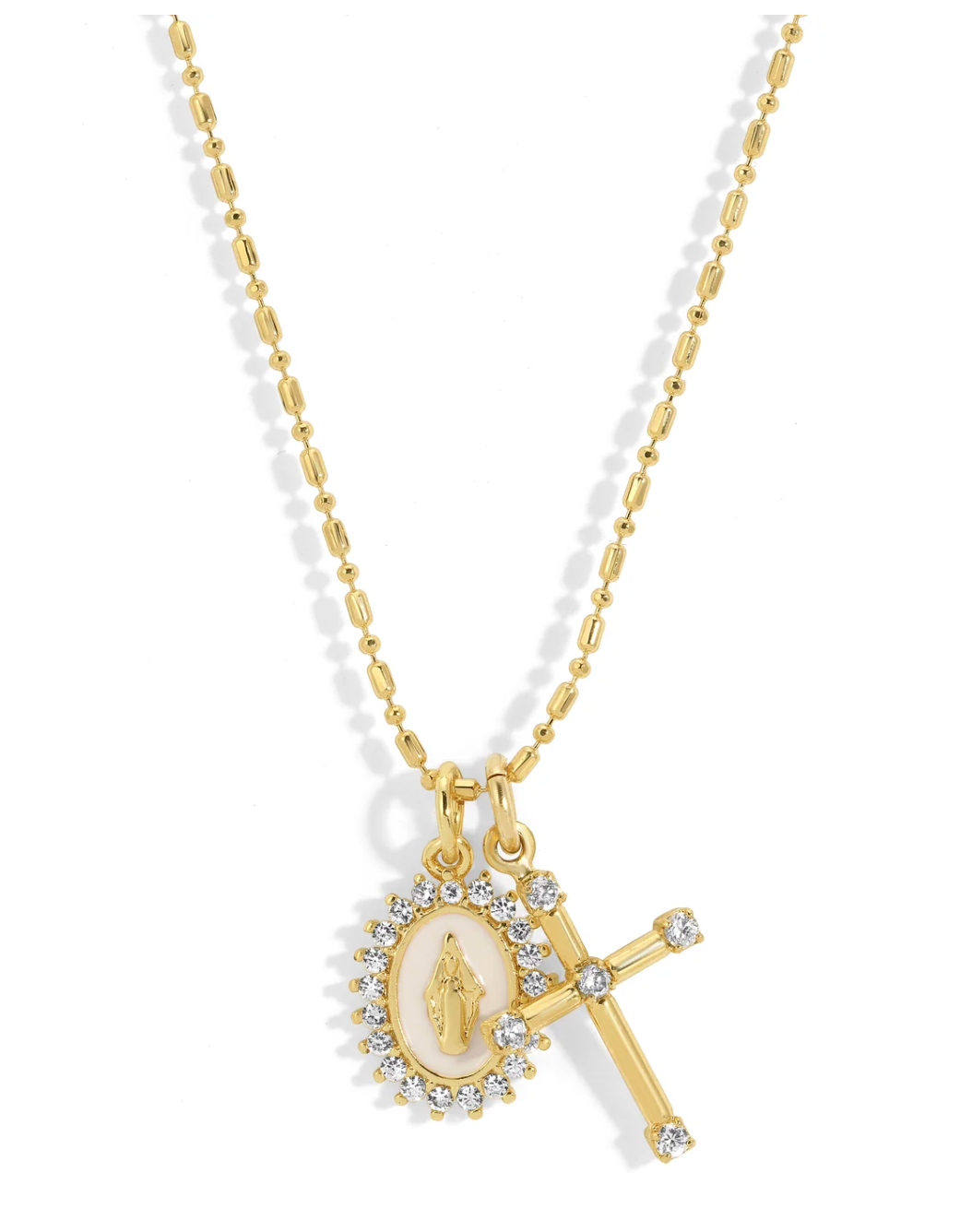Virgin Maria Multi-Charm Necklace - White